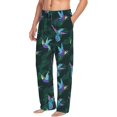thumbnail image 3 of Mens Pajama Pants - Soft Sleep & Lounge Pants for Men, Leafy Hummingbird Cuteness Casual PJ Bottoms Pants with Pockets, 3 of 5