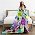 thumbnail image 5 of Kll Fleece Blanket Plush Throw Blanket Graffiti Pineapples On Neon Background,Soft Fuzzy Cozy Flannel Blanket For Couch Sofa Bed.(60"X50"), 5 of 9
