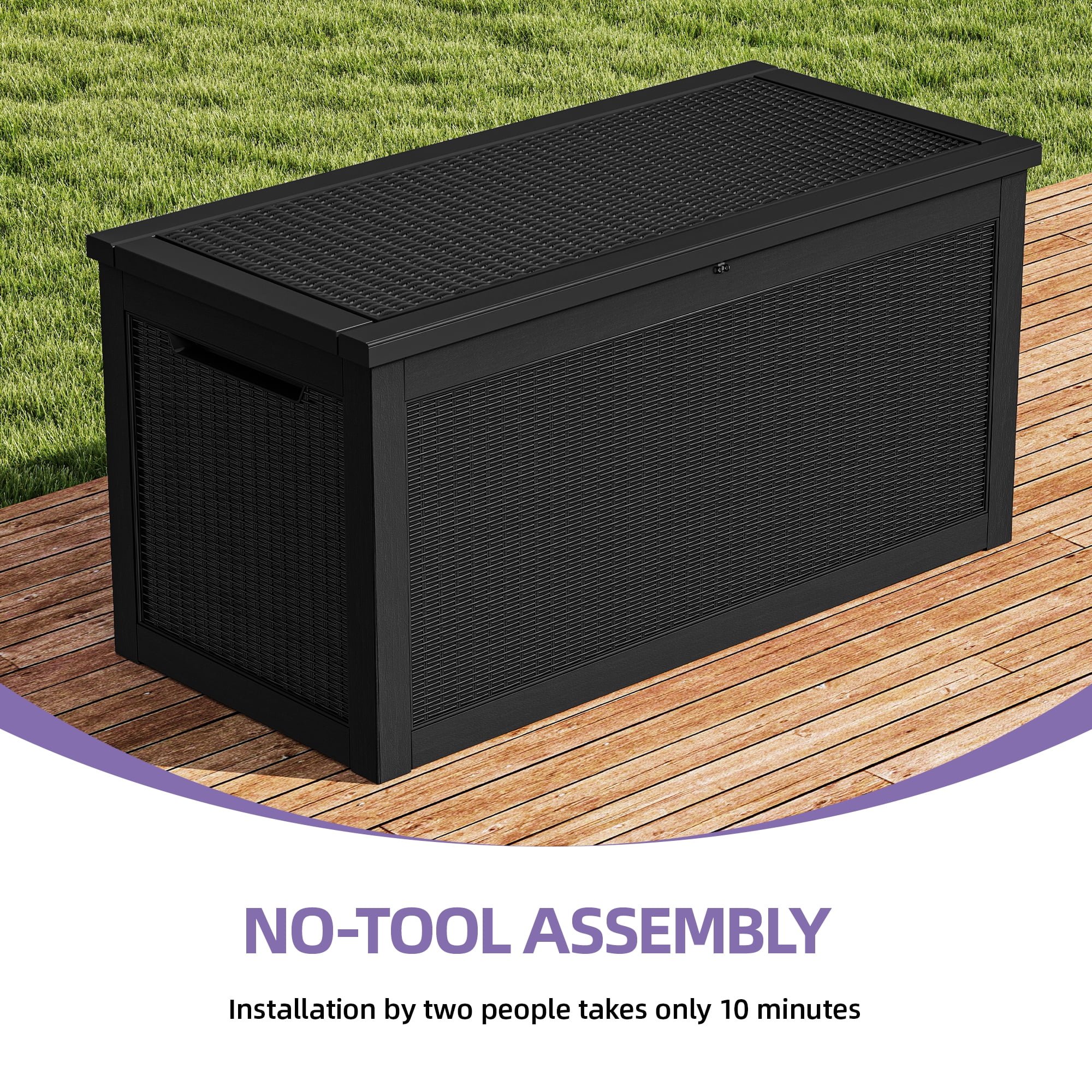 Uforic XXL 260 Gal Large Deck Box, Outdoor Rattan Storage Box Uforic XXL 260 Gal Large Deck Box, Outdoor Rattan Storage Box