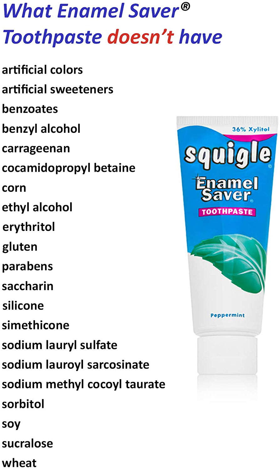 Squigle Enamel Saver Toothpaste (Canker Sore Prevention & Treatment)  Prevents Cavities, Perioral Dermatitis, Bad Breath, Chapped Lips - 2 Pack