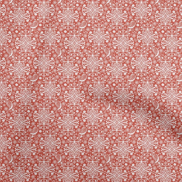 oneOone Rayon Red Fabric Asian Ornamental Sewing Craft Projects Fabric Prints By Yard 56 Inch Wide