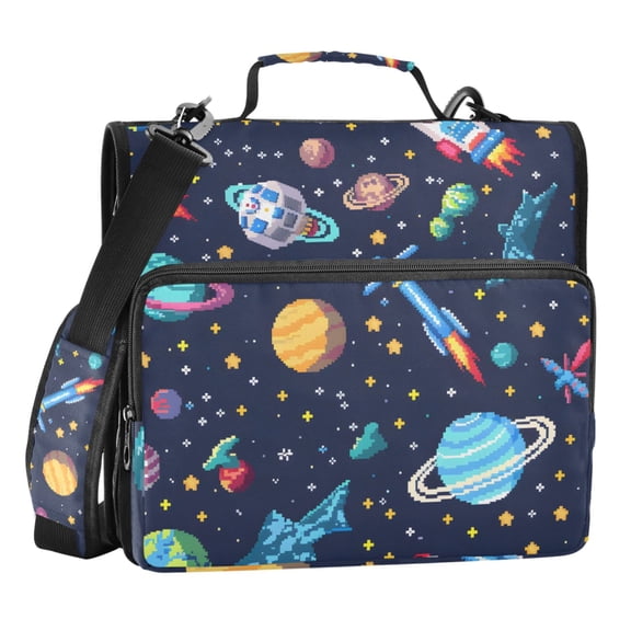 ALAZA Zipper Binder Space Stars Planet 3 Ring Trapper Keeper File Folder Organizer Bag