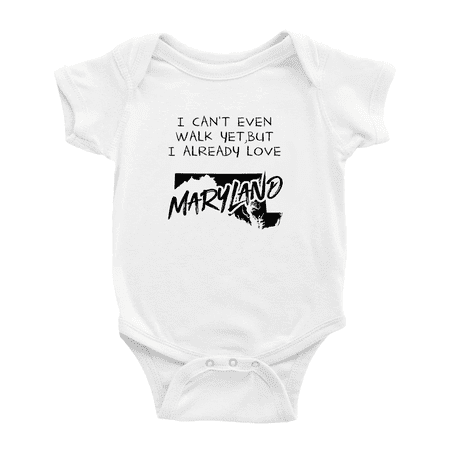 

I Can t Even Walk Yet but Already Love Maryland Funny Baby Bodysuits 6-12 Months
