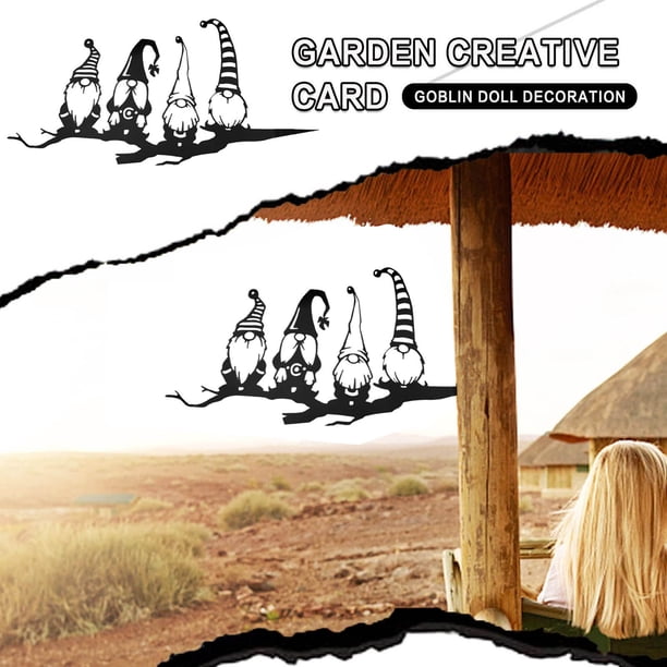 pstuiky Gnomos de ramas de acero para decoración de árboles, arte metálico, gnomos de metal para jardín