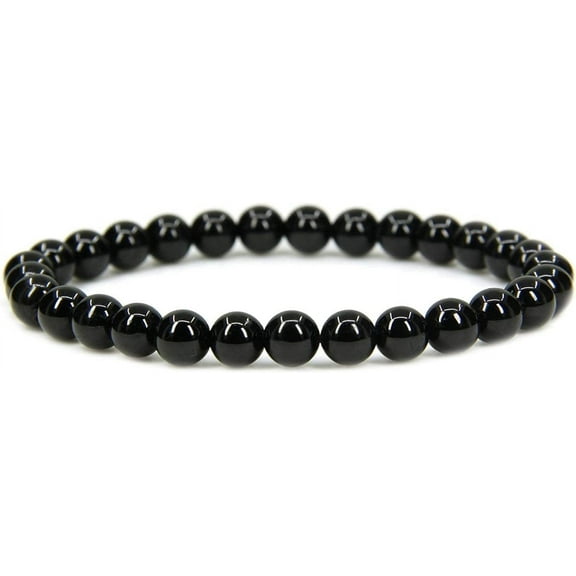 Natural A Grade Black Tourmaline Gemstone 6mm Round Beads Stretch Bracelet 7" Unisex
