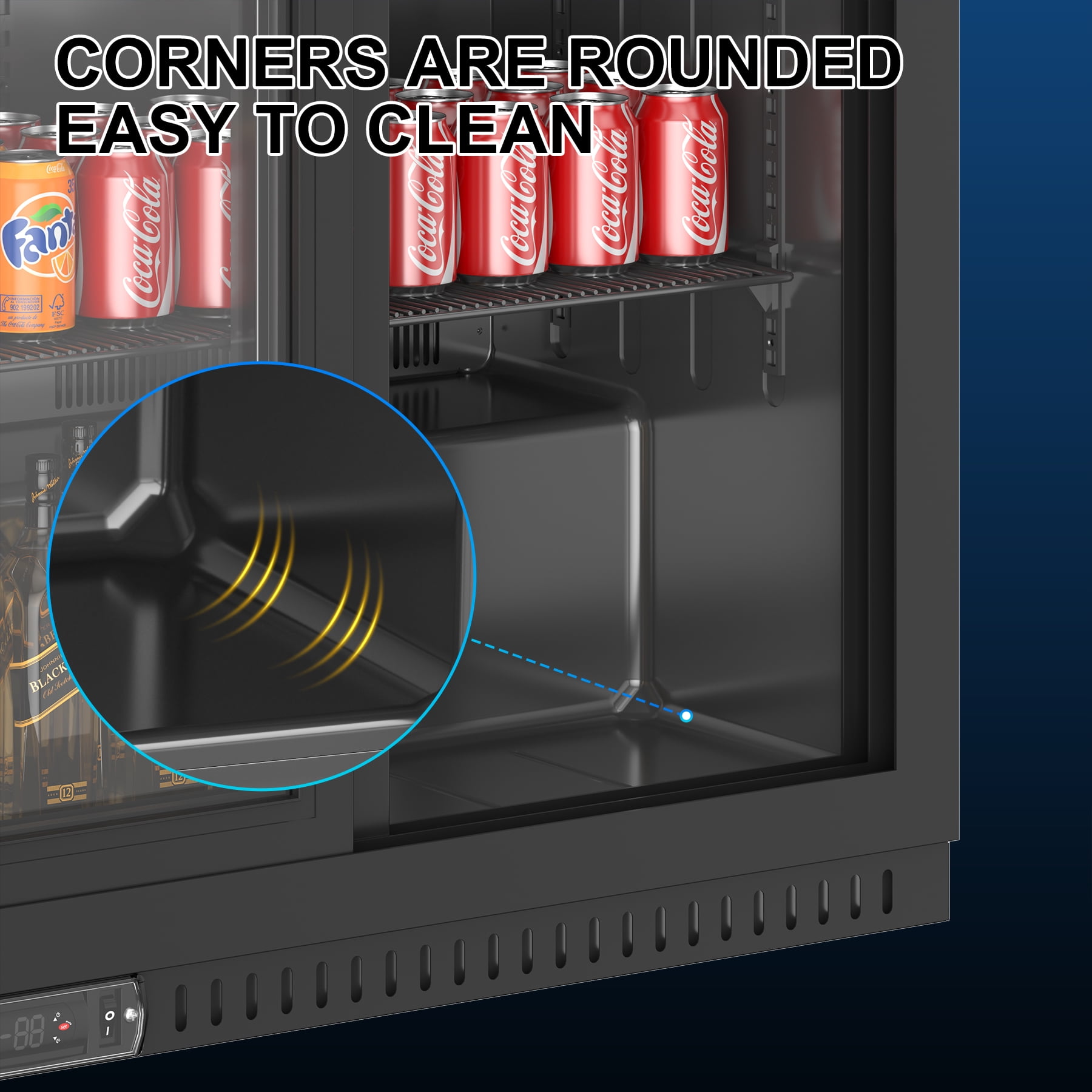 Amerikit Back Bar Cooler with 3 Glass Sliding Doors, 12.3 cu.ft Under Counter Height Beverage Refrigerator for Beer, Wine, Soda, Drinks, ETL Approved