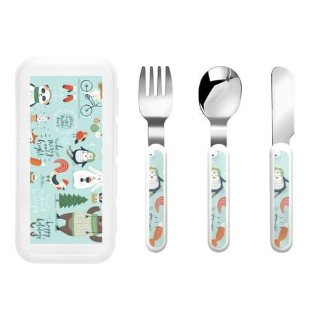 

Rateoe Christmas Winter Animals for Stainless Steel Kids Silverware Set - Child and Toddler Safe Flatware - Children s Knife Fork And Spoon Set