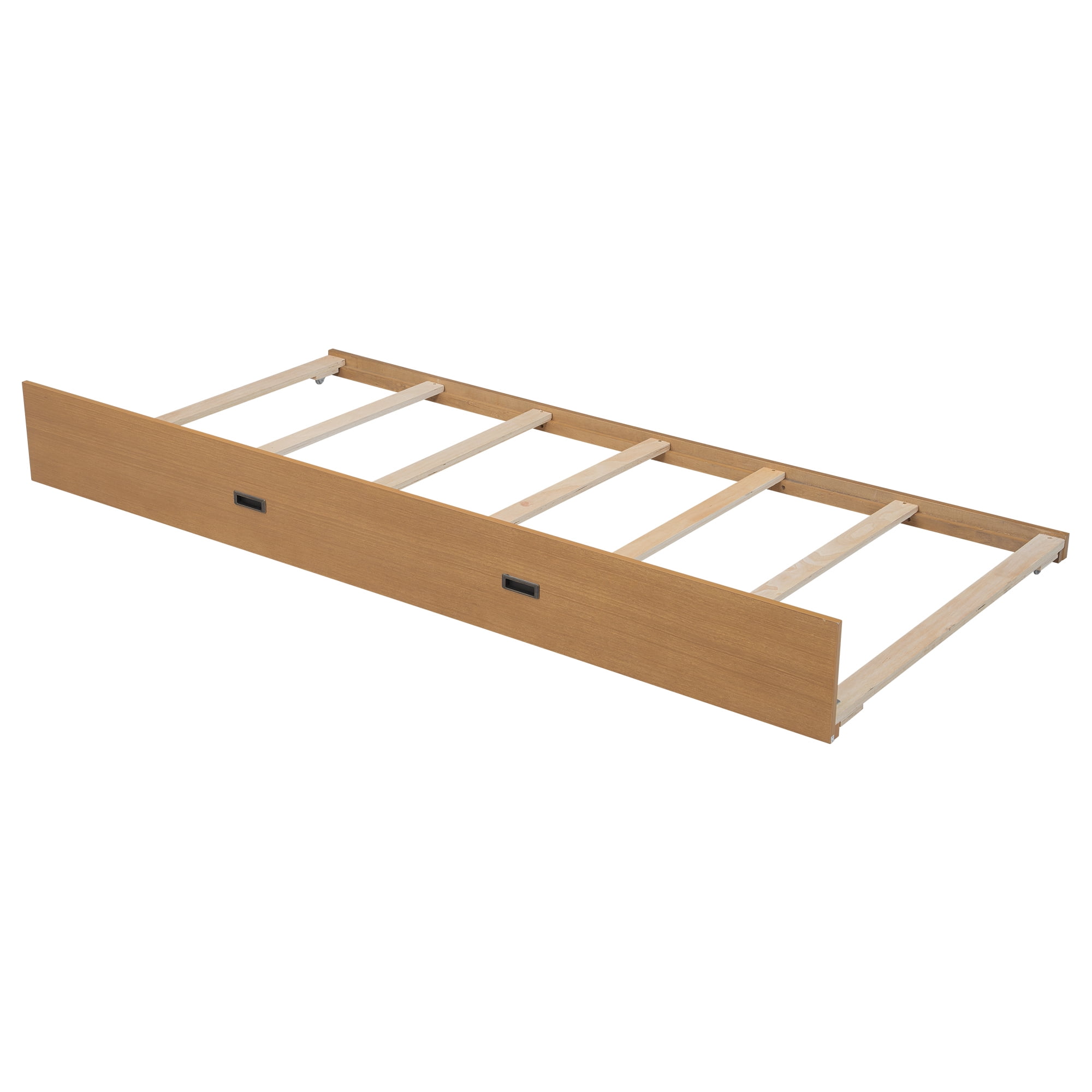 EUROCO Queen over Queen Size Bunk Bed with Trundle for Kids Teens Adults, Wood Color
