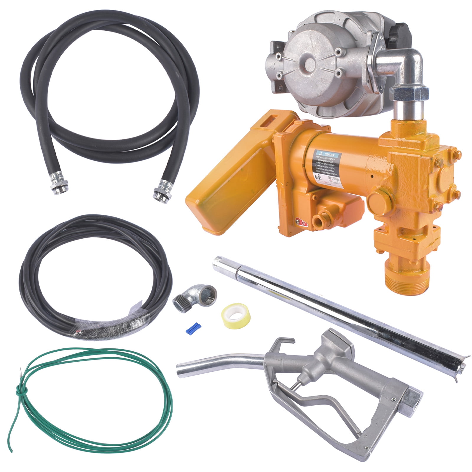 GELUOXI 20GPM 12V Fuel Transfer Pump w/ Manual Nozzle + Flow Meter for Diesel Gas Gasoline Kerosene