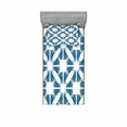 thumbnail image 2 of Blue and White Bedding Set with Sheet & Covers, Portuguese Pavement Design Azulejo Mosaic with Diagonal Square and Shapes, Printed Bedroom Decor 2 Shams, 4 Sizes, Blue White, by Ambesonne, 2 of 3