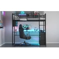 thumbnail image 6 of Twin Metal Loft Bed - Black, Twin Size w/ LED Desk & Shelves - Space-Saving Design for Bedroom/Apartment. Study & Storage!, 6 of 17