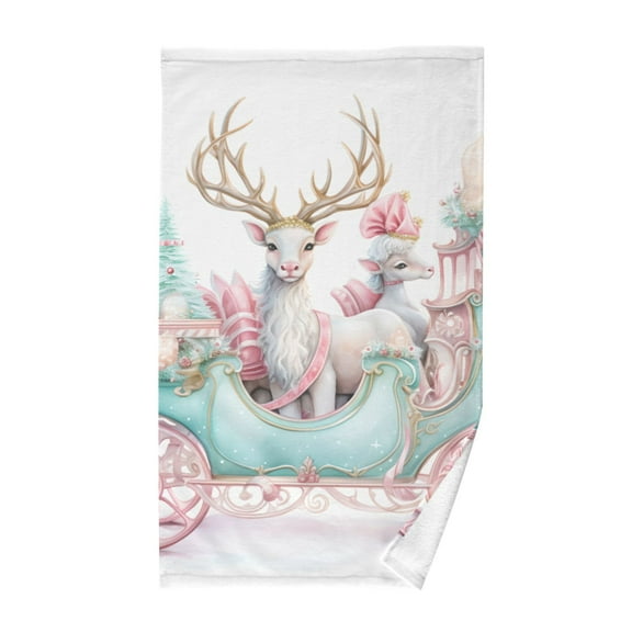 Christmas Deers Cotton Face Towels Soft Hand Towel Absorbent Bathroom Towel for Kitchen Hotel Decoration