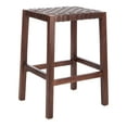 thumbnail image 4 of SAFAVIEH Capri Leather Woven Counter Stool with Footrest, Brown, 4 of 7