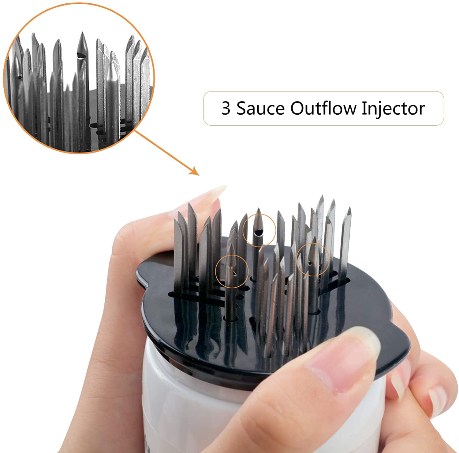 OMG_Shop Sauces Meat Injector Tenderizer Marinator with 30 Stainless Steel Needles for Softening Meat 