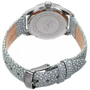 Womens Quartz Multifunction Crystal Leather Gray Strap Watch