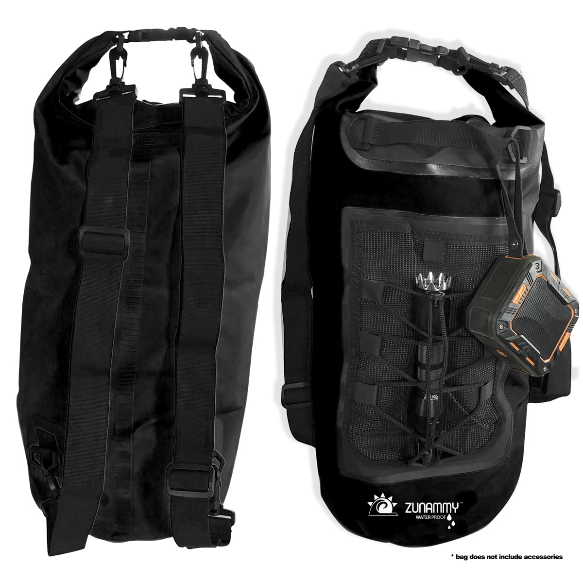 Zunammy 10L Waterproof Dry Bag With Mesh Pocket And Handle - Black