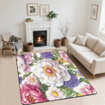 thumbnail image 2 of CURLYOOT Floral Area Rugs 5'x7' Washable Rug Large Living Room Rug Non Slip Vintage Flower Indoor Floor Carpet for Dining Room Bedroom Home, 2 of 6