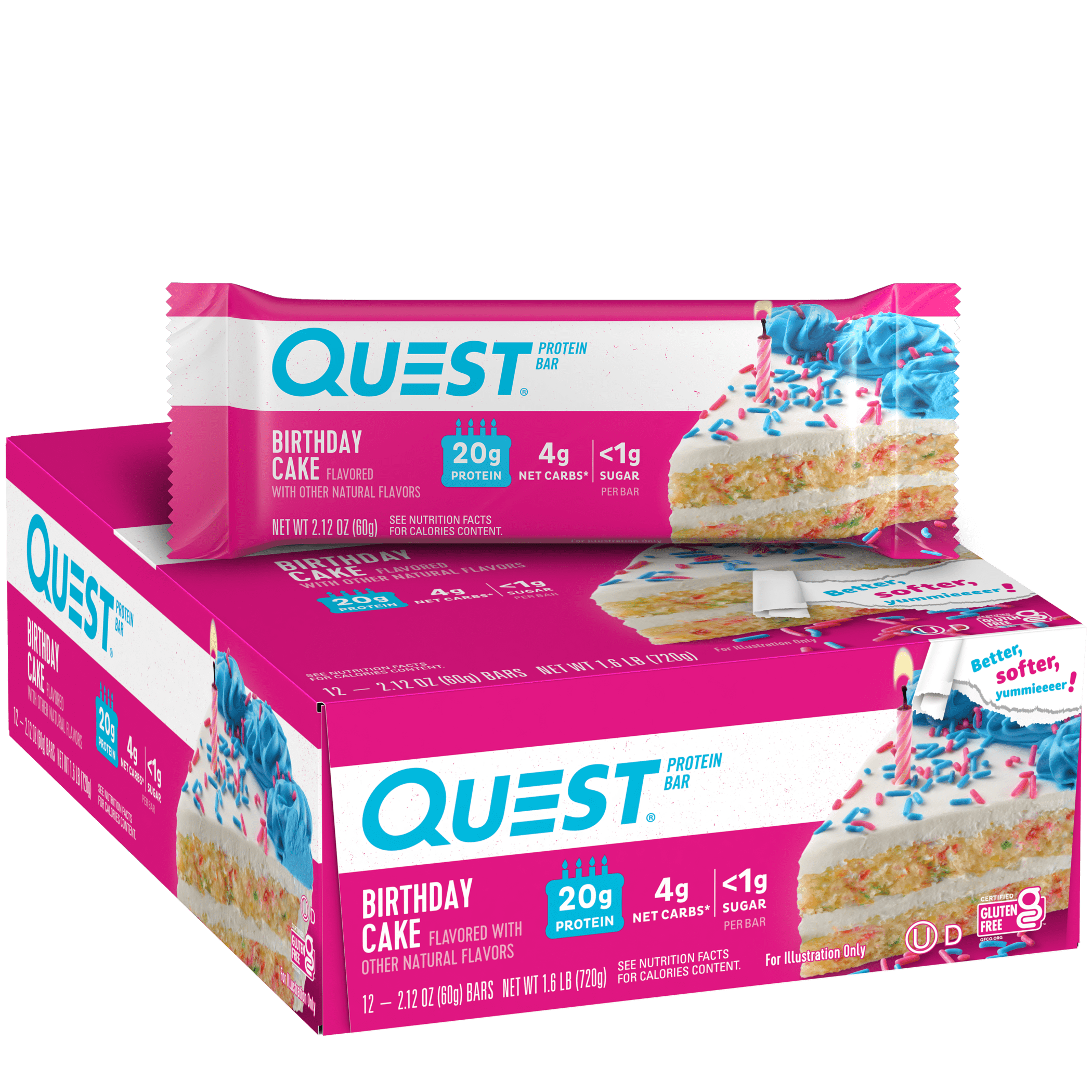 Quest Protein Bar, Birthday Cake, 21g Protein, 12Ct