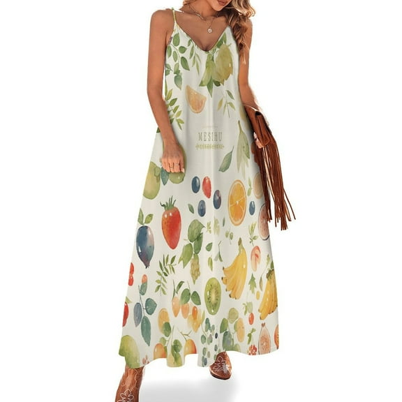 Various Fruits Sleeveless Dress for Women Clothing Female Women's Summer Skirt