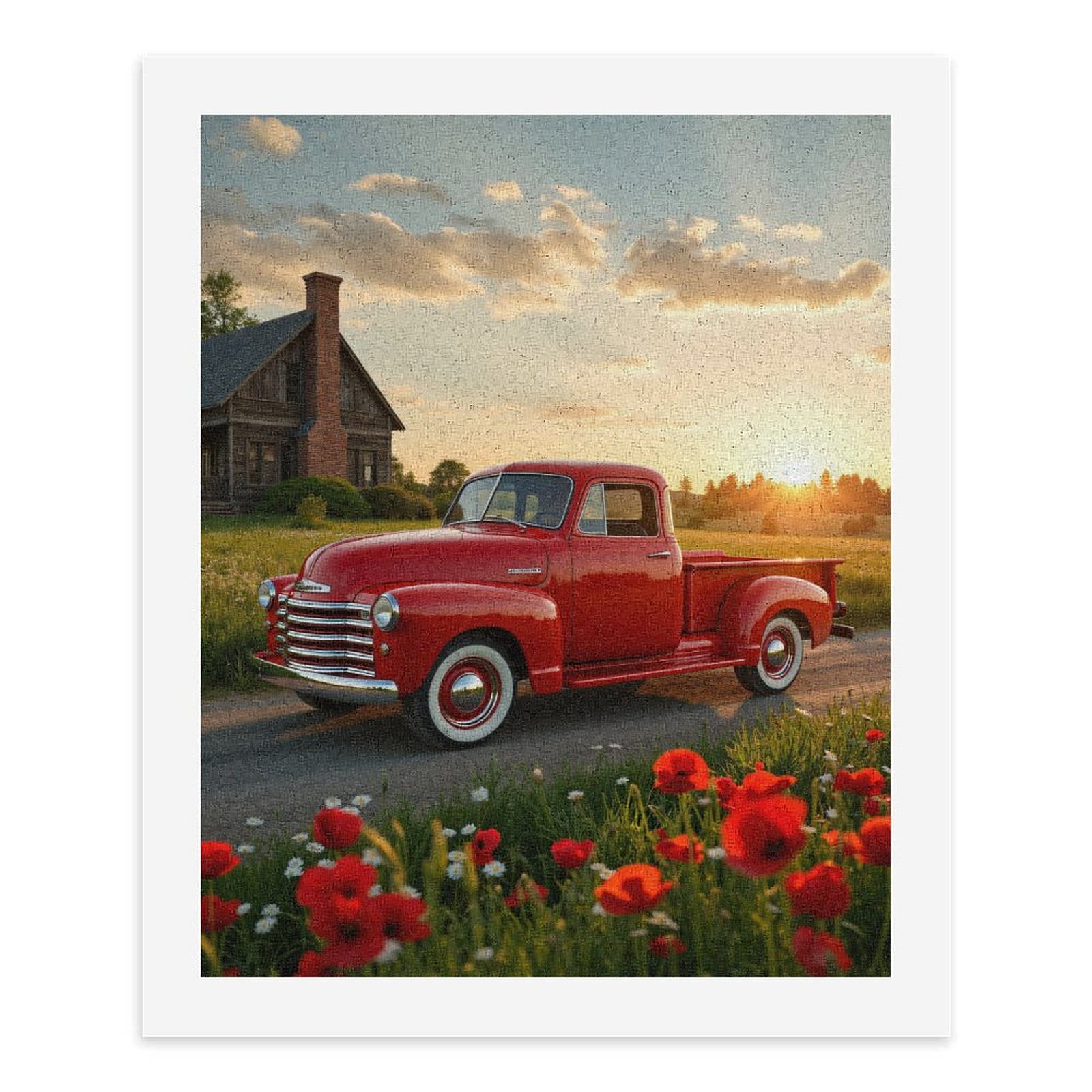 Paint by Numbers Kit for Adults, Vintage Red Truck Sunset Farm Paint by Numbers, Easy Paint by Numbers Kit for Adults Beginner, DIY Adult Paint by Number Kits on Canvas, Home Decor