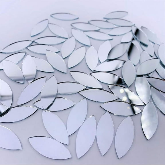 150PCS Petal Shaped Mini Glass Mirror Tiles Adhesive Small Mirrors for Crafts DIY Projects Supplies