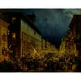 thumbnail image 2 of Ippolito Caffi 14x12 Black Ornate Wood Framed Double Matted Museum Art Print Titled: Moccoli Evening in Rome (1834), 2 of 5