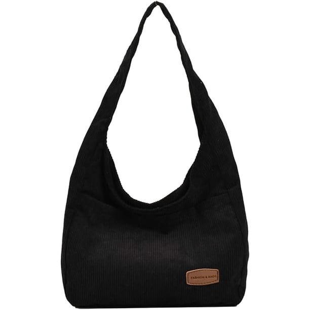 LHSHIDU Corduroy Shoulder Bag Winter Fall Fashion Crescent Bag Womens Mens Wide Strap Tote Handbag Solid Color