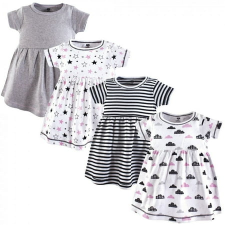 UPC: 0660168532005 | Hudson Baby Infant and Toddler Girl Cotton Short-Sleeve Dresses 4pk  Moon And Back  0-3 Months
