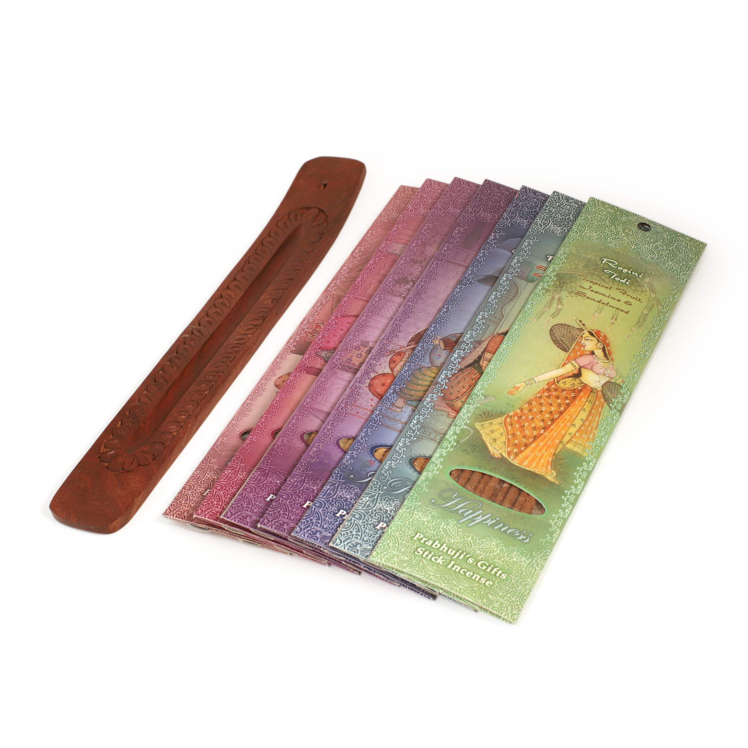 Incense Gift Set - Flat Burner + 7 Harmony Incense Stick  Greeting May Love, Light, Peace  Wisdom be Yours Always