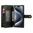 thumbnail image 5 of Allytechgroup Wallet Case for Apple iPhone 16 Pro, 9 Cards Holder + Zipper Pocket + Hand Wrist Shockproof Stand Flip Cover RFID Blocking Phone Case for Women Men, Black, 5 of 7