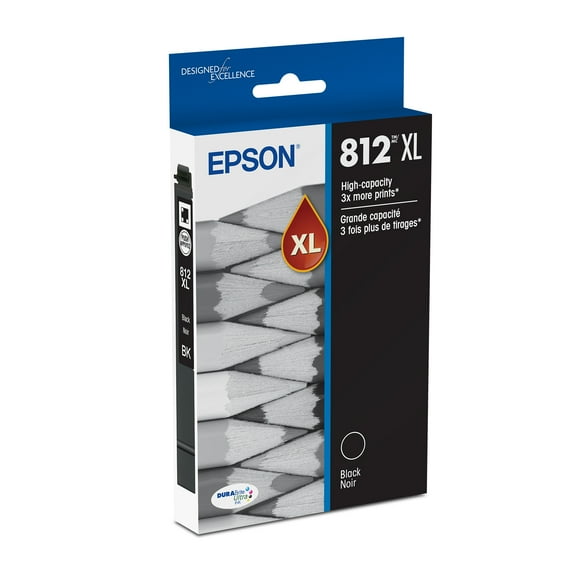 EPSON 812 DURABrite Ultra Ink High Capacity Black Cartridge (T812XL120) Works with WorkForce Pro WF-7310, WF-7820, WF-7840, WorkForce EC-C7000