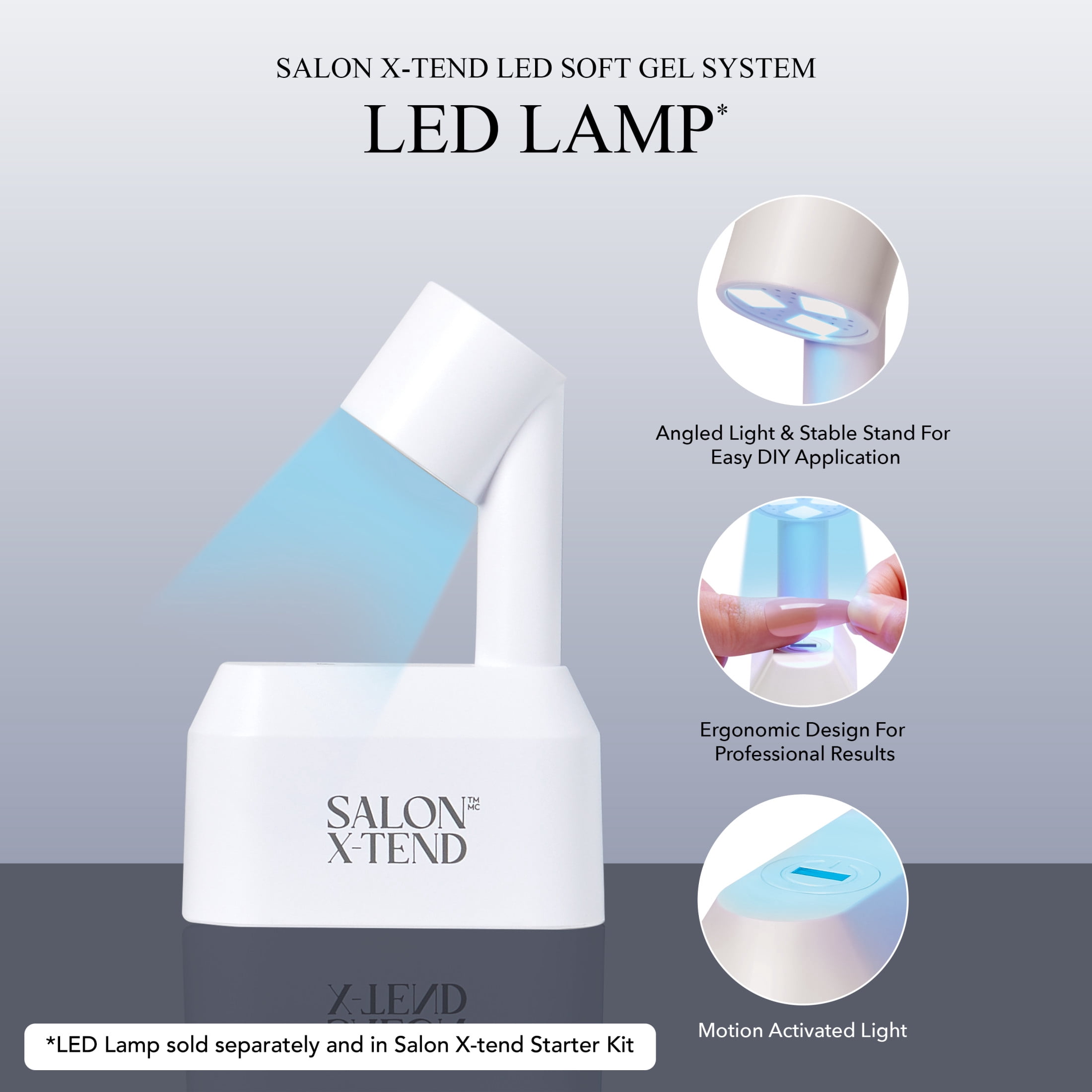KISS Salon X-tend LED Soft Gel System Press on Nails, Words, White, Medium Coffin, 30 Count