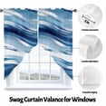 thumbnail image 3 of Blue Watercolor Swag Curtain Valance for Windows, Retro Ripple Window Treatments Short Swag Topper for Kitchen Windows Bathroom Bedroom, 36"x45", 3 of 8