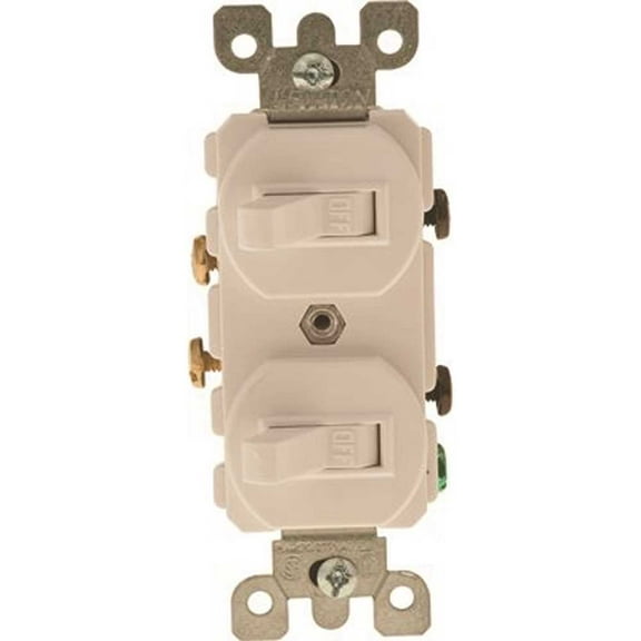Leviton 5224-2I 15 Amp, 120/277 Volt, Duplex Style Single-Pole/Single-Pole AC Combination Switch, Grounding, Ivory