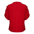 thumbnail image 6 of Red Womens Tops 2025 Summer Simple Solid Color Short Sleeved Ruffled V Neck Blouse Blouse Shirts for Women, 6 of 6