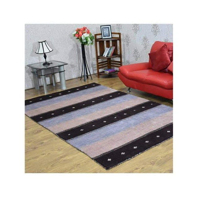 5 x 8 Pi Main Nouée Gabbeh Soie Mélange Rectangle Contemporain Zone Tapis&44; Brun & Beige