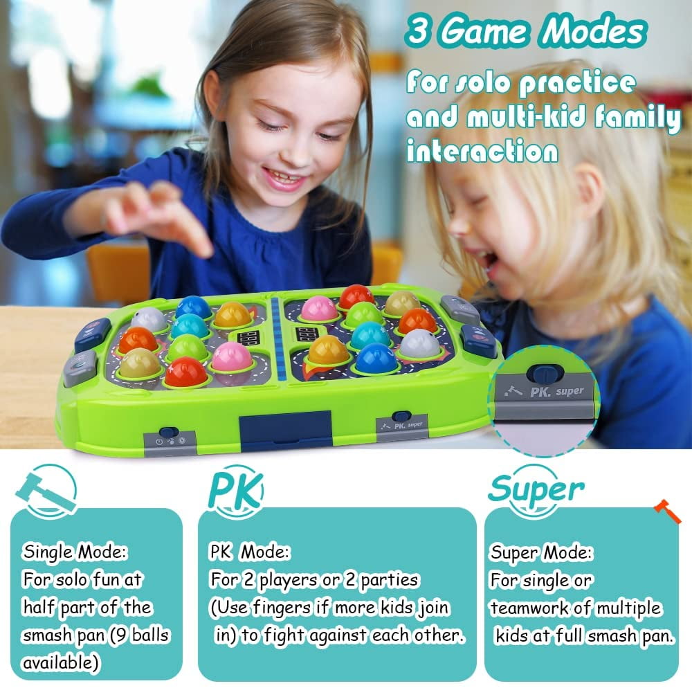 Hammer Mole Game for Toddlers,Toys for 3-12 Year Old Boys and Girls,Whack Mole Toys for Kid,Gifts for 3 4 5 6+ Year Old Boys,Interactive Educational Toys with Sound and Light, PK Mode with 2 Hammers