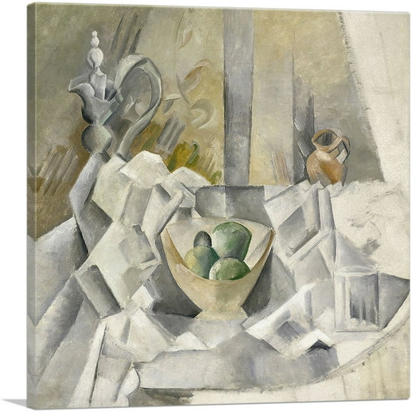 ARTCANVAS Carafe, Jug and Fruit Bowl 1909 Canvas Art Print by Pablo Picasso - Size: 18" x 18" (0.75" Deep)