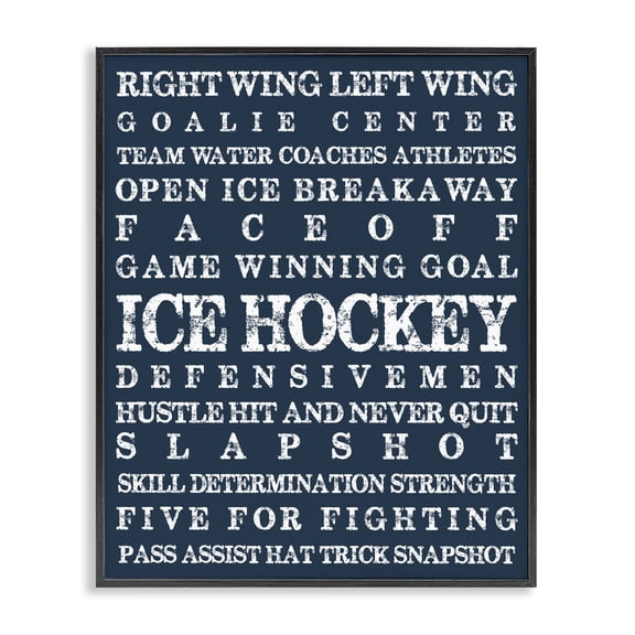 Stupell Industries Contemporary Ice Hockey Expressions Black Framed Giclee Art, 11 x 14, by Melody Hogan