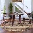 thumbnail image 4 of Retro Country Stars Washable Round Area Rug 5 ft, Faith Love Home Berries Farmhouse Brown Striped, Soft Non Slip Rugs Stain Repellent Indoor Felt Carpet for Living Dining Room Bedroom Home Office, 4 of 9