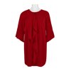 Adrianna Papell Crew neck Long Sleeve Flutter Front Solid Gauze Crepe Dress Plus Size-CARDINAL