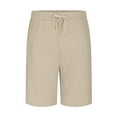 thumbnail image 4 of Mens Summer Linen Beach Shorts Elastic Mid Waist Vacation Shorts Lightweight Breathable Soft Comfort Shorts Daily Home Pajama Shorts, 4 of 5