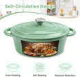 thumbnail image 3 of 4.5 QT Enameled Cast Iron Oval Dutch Oven Nonstick Soup Pot with Self-Basting Lid Heat Resistant 500°F for All Stovetops Induction Gas Grill, Oven & Refrigerator Safe, 3 of 6