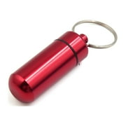 Unique Bargains 2.4cm Dia. Keychain Water Proof Aluminum Alloy Capsules Case Pills Box Red