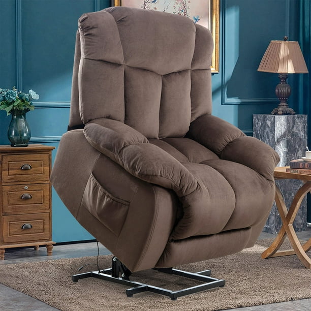 BTMWAY Extra Wide Electric Lift Recliner with Remote Control and Side Pocket