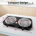 thumbnail image 2 of Hot Plate,Double Burner, 2000W Electric Stove Burner with 5 Levels Temperature Control, Countertop Double Coil Burner Cast Iron Cooktop for All Cookwares Home Camp RV, 2 of 9