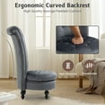 thumbnail image 3 of AVAWING High Back Retro Throne Chair, Velvet Armless Royal Chair w/ Storage, Indoor, Gray, 3 of 8