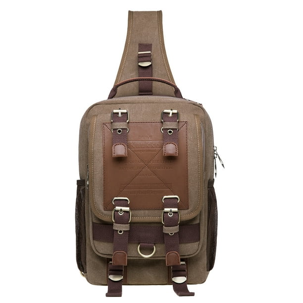 KAUKKO Canvas Messenger Bag Cross Body Shoulder Sling Backpack Travel Senderismo Chest Bag KAUKKO FD252-3-Khaki