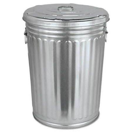 Magnolia Brush Pre-Galvanized Trash Can With Lid, Round, Steel, 20gal, Gray