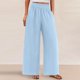 thumbnail image 2 of Pantalones de la Cintura Elástica de las Mujeres de Color Sólido Bolsillo Casual Pantalones de Moda 95% Poliéster 5% Spandex, Nuevos Pantalones Estirables para el Uso Diario, 2 of 9